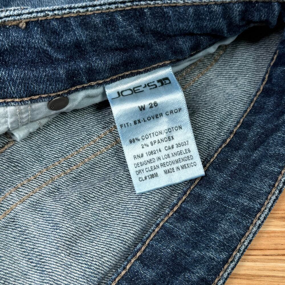 Joe's Jeans Ex-Lover Boyfriend Cropped Distressed Fringe Hem Denim Jeans Size 26 - Picture 5 of 10